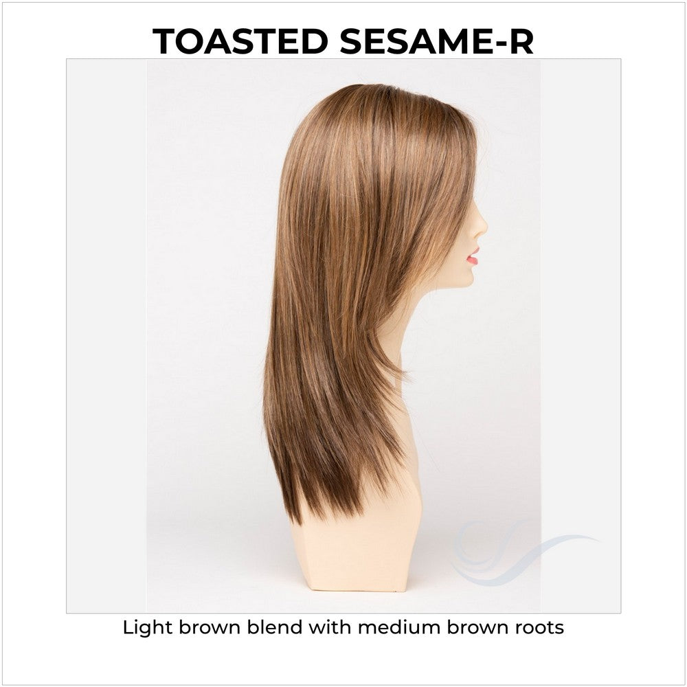 Ava By Envy in Toasted Sesame-R-Light brown blend with medium brown roots