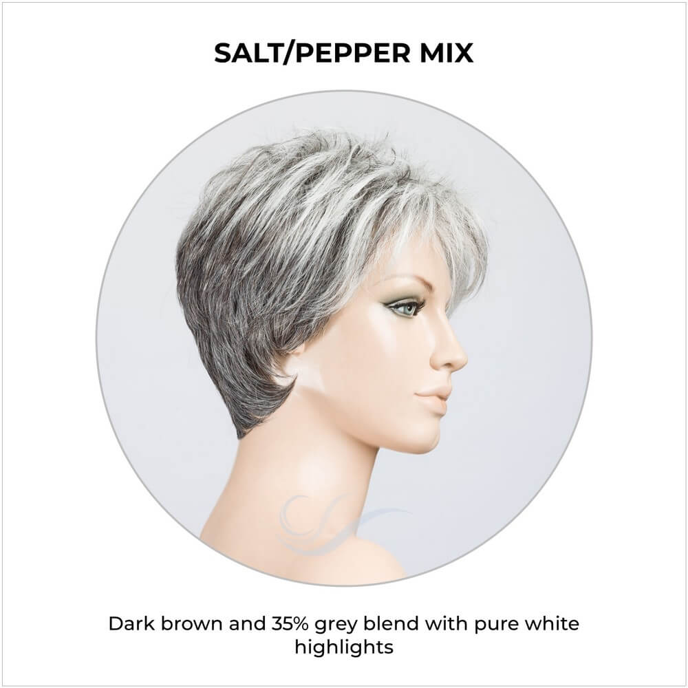 Bliss by Ellen Wille in Salt/Pepper Mix-Dark brown and 35% grey blend with pure white highlights