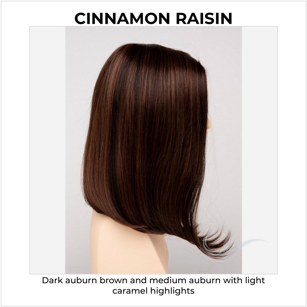 Chelsea By Envy in Cinnamon Raisin-Dark auburn brown and medium auburn with light caramel highlights