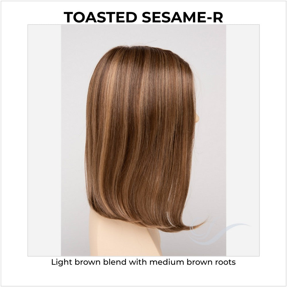 Chelsea By Envy in Toasted Sesame-R-Light brown blend with medium brown roots