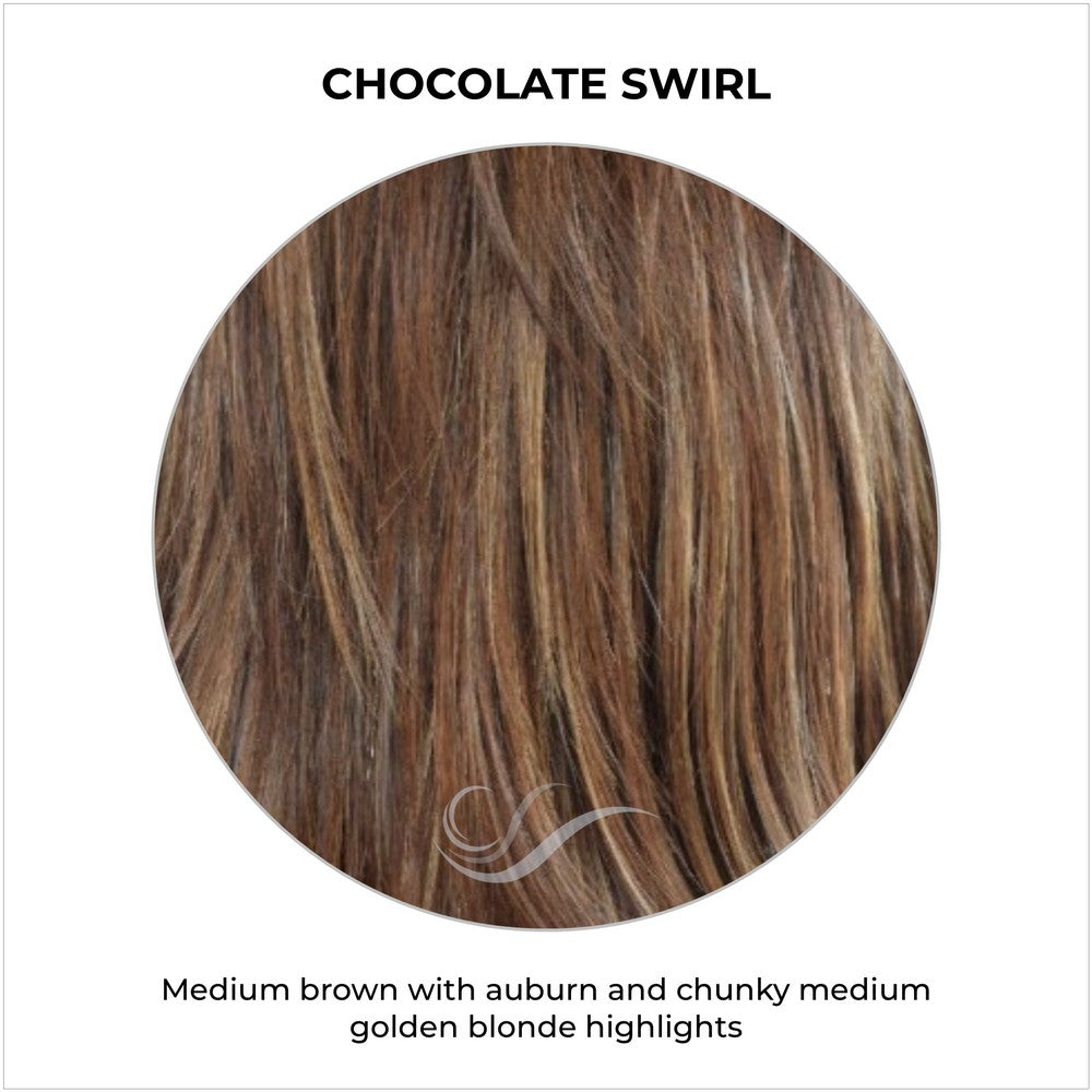 Chocolate Swirl-Medium brown with auburn and chunky medium golden blonde highlights