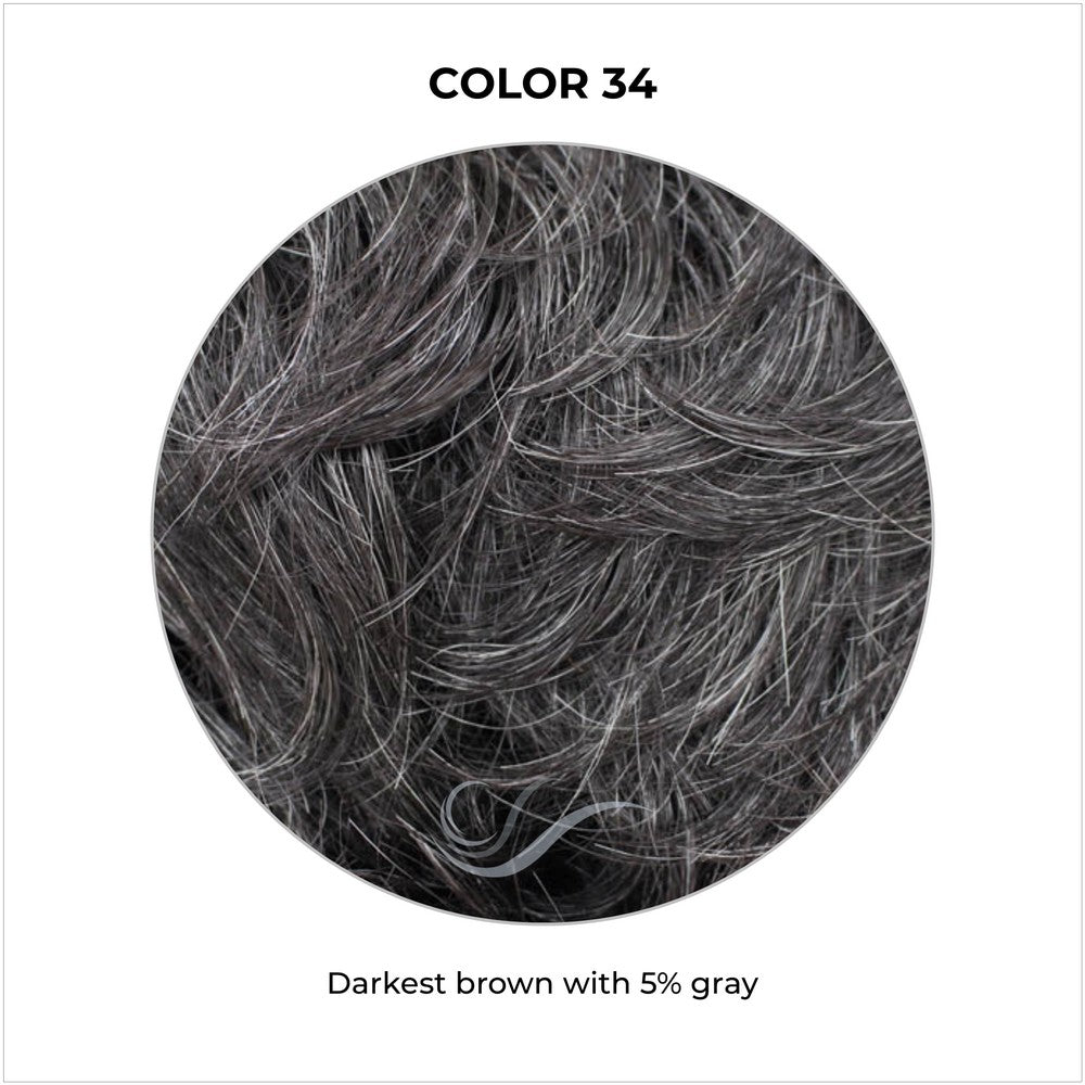 COLOR 34-Darkest brown with 5% gray