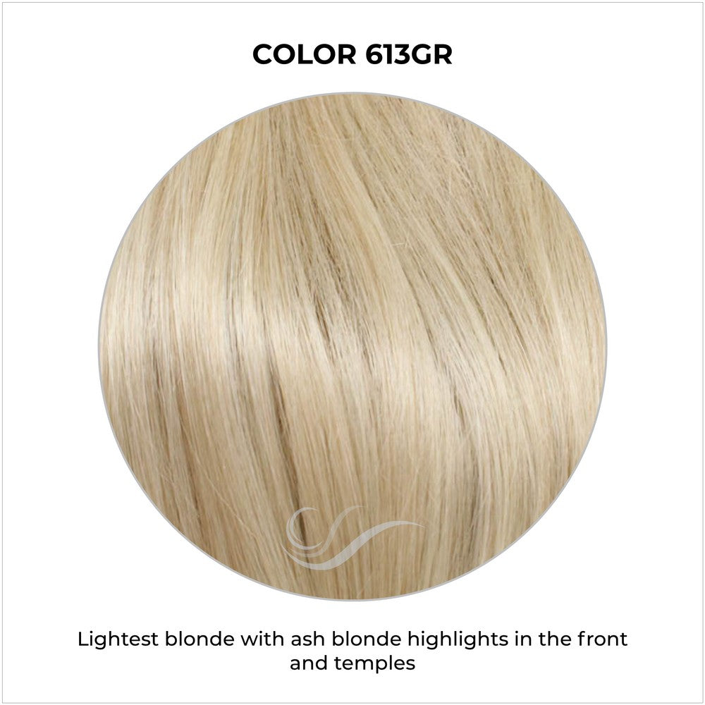 COLOR 613GR-Lightest blonde with ash blonde highlights in the front and temples