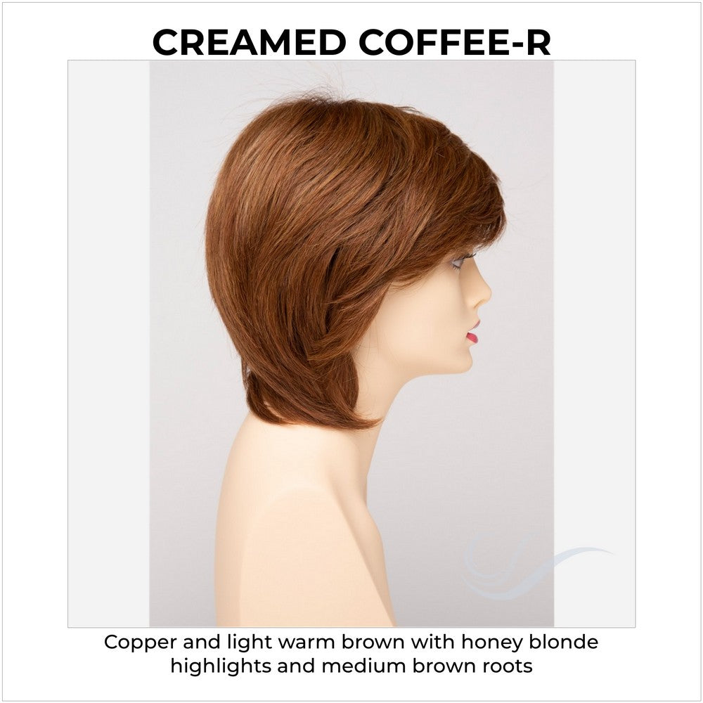 Coti By Envy in Creamed Coffee-R-Copper and light warm brown with honey blonde highlights and medium brown roots