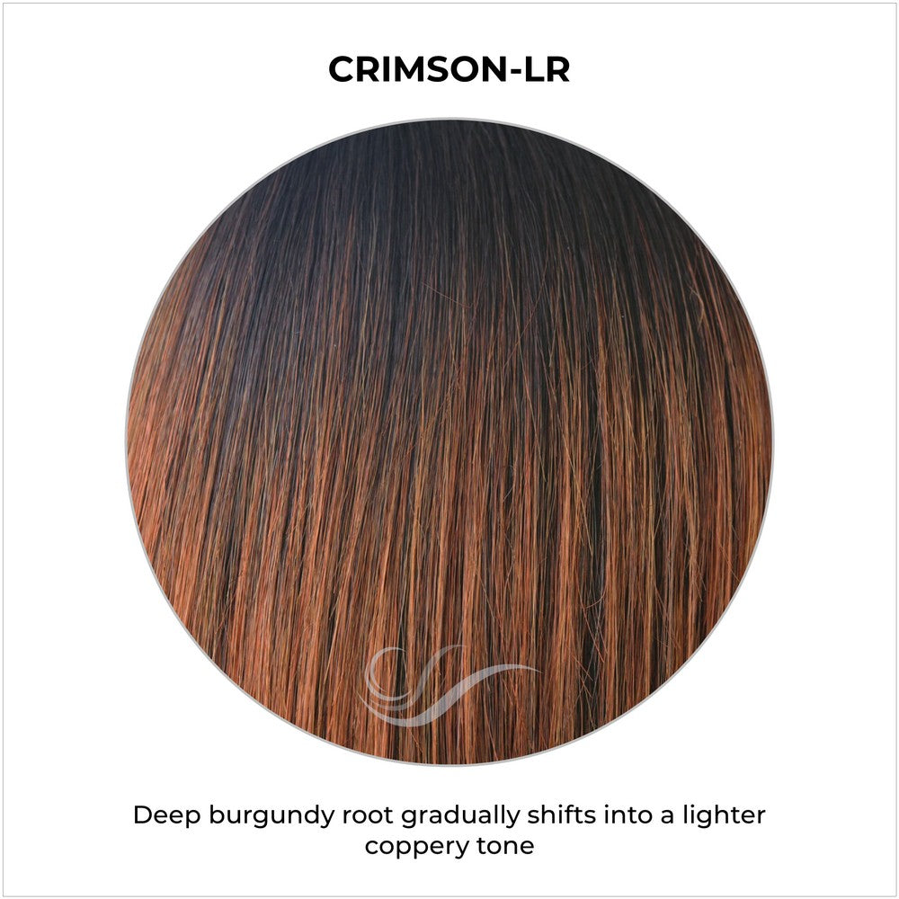 Crimson-LR-Deep burgundy root gradually shifts into a lighter coppery tone