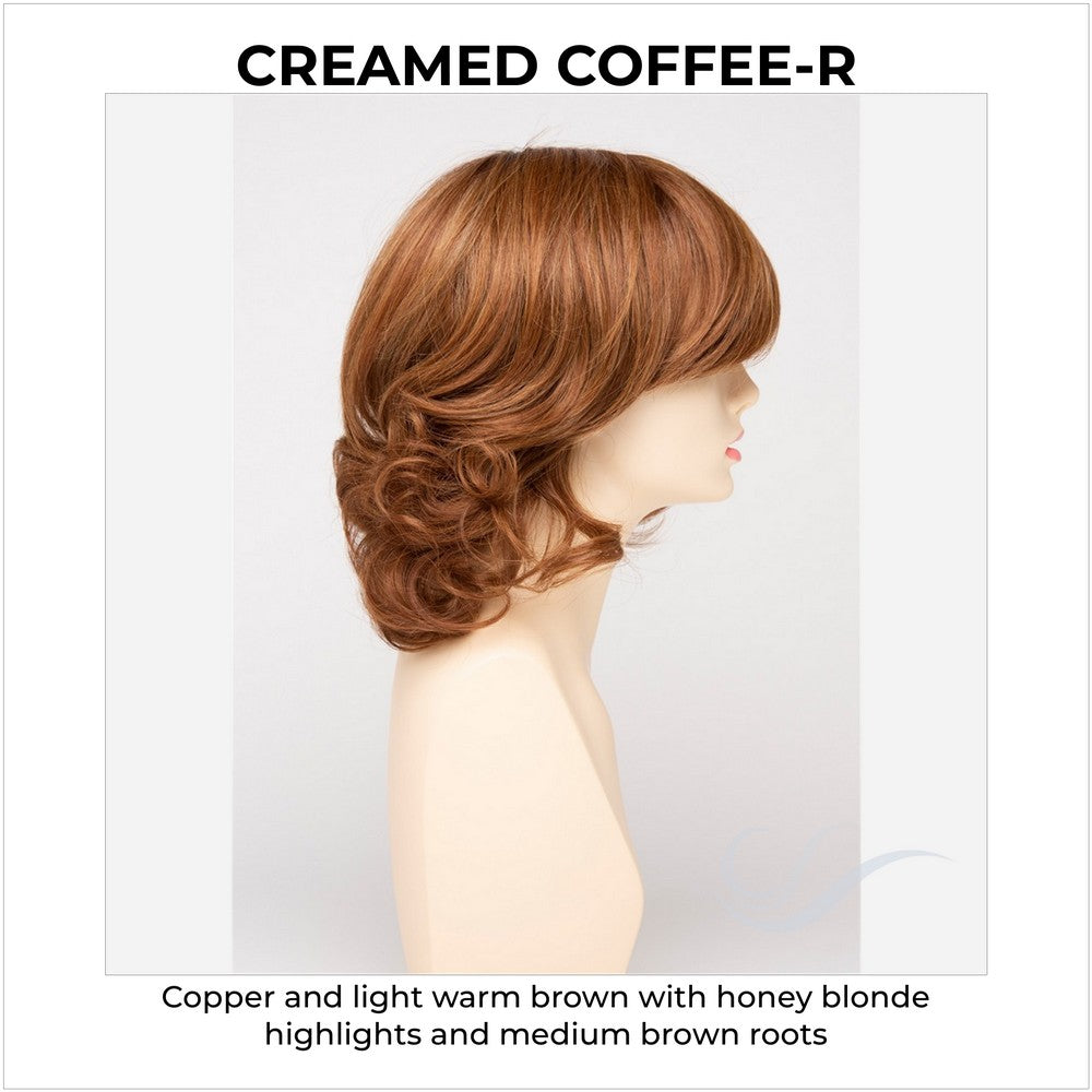 Danielle By Envy in Creamed Coffee-R-Copper and light warm brown with honey blonde highlights and medium brown roots
