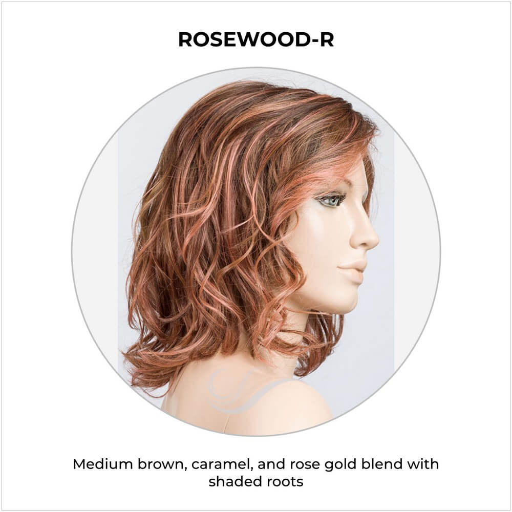 Delight Mono by Ellen Wille in Rosewood-R-Medium brown, caramel, and rose gold blend with shaded roots