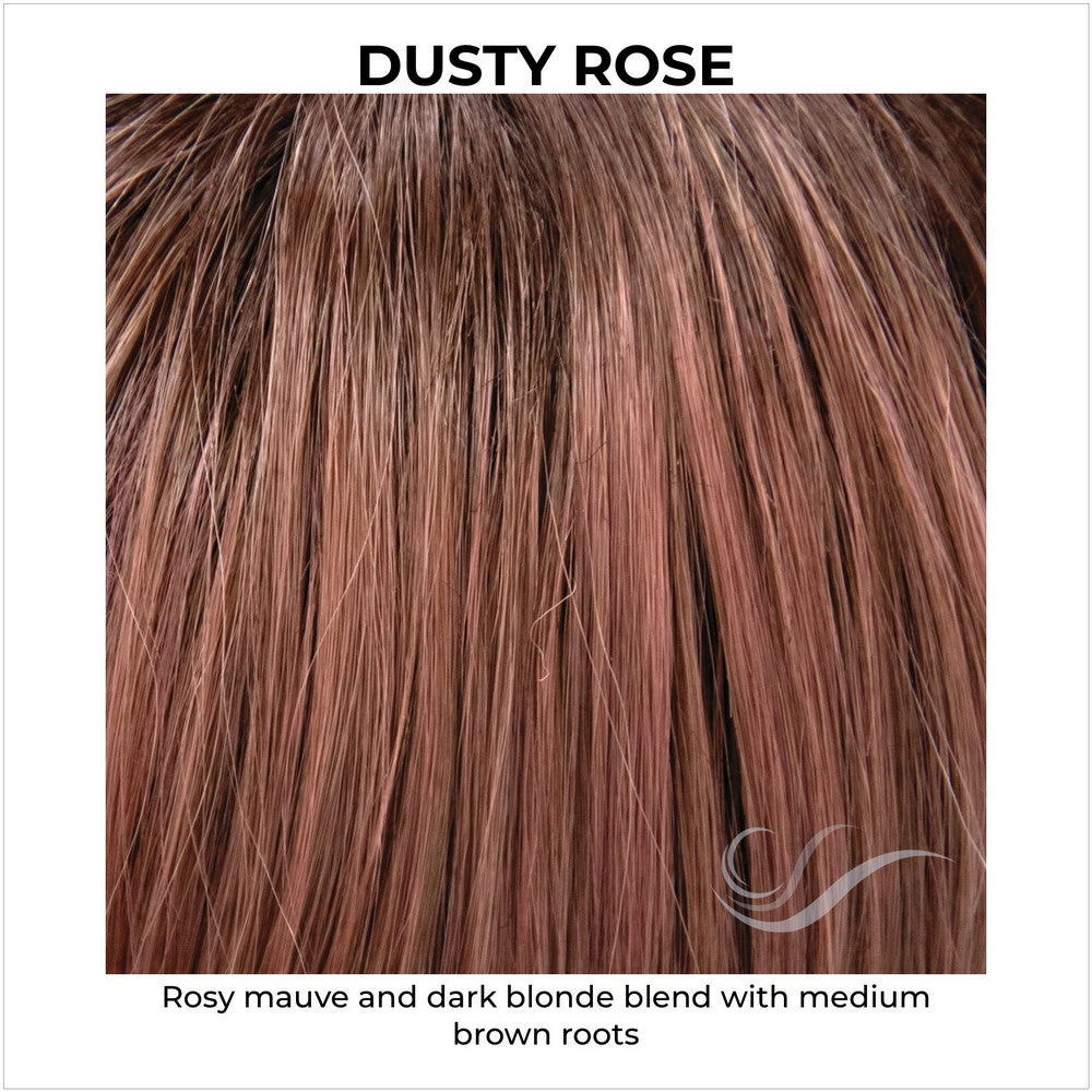 Dusty Rose-Rosy mauve and dark blonde blend with medium brown roots