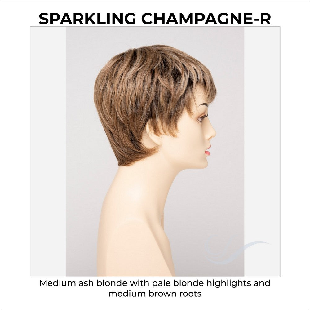 Fiona By Envy in Sparkling Champagne-R-Medium ash blonde with pale blonde highlights and medium brown roots