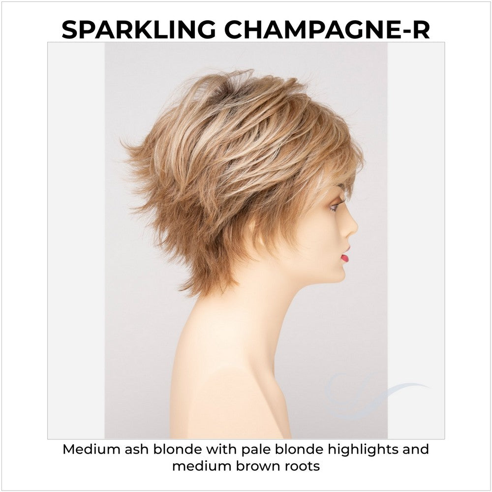 Flame By Envy in Sparkling Champagne-R-Medium ash blonde with pale blonde highlights and medium brown roots