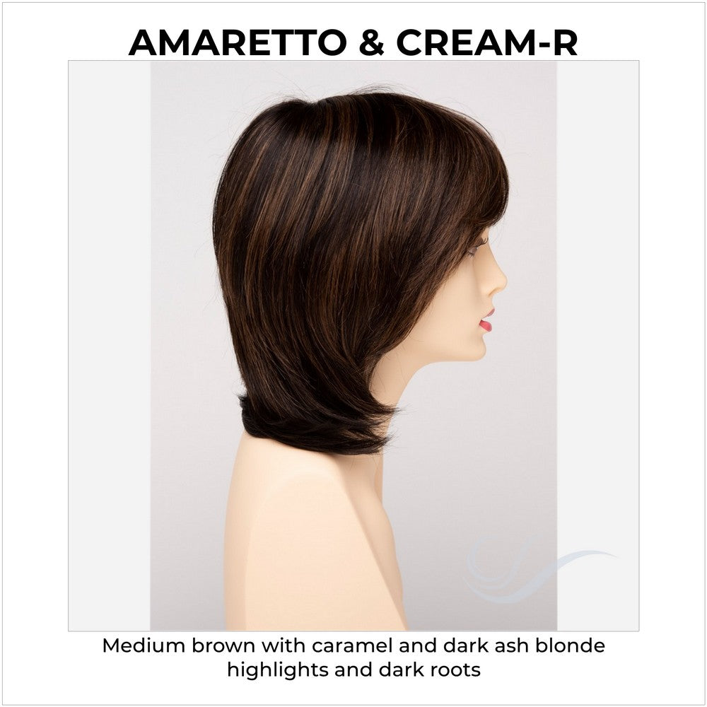 Grace By Envy in Amaretto & Cream-R-Medium brown with caramel and dark ash blonde highlights and dark roots