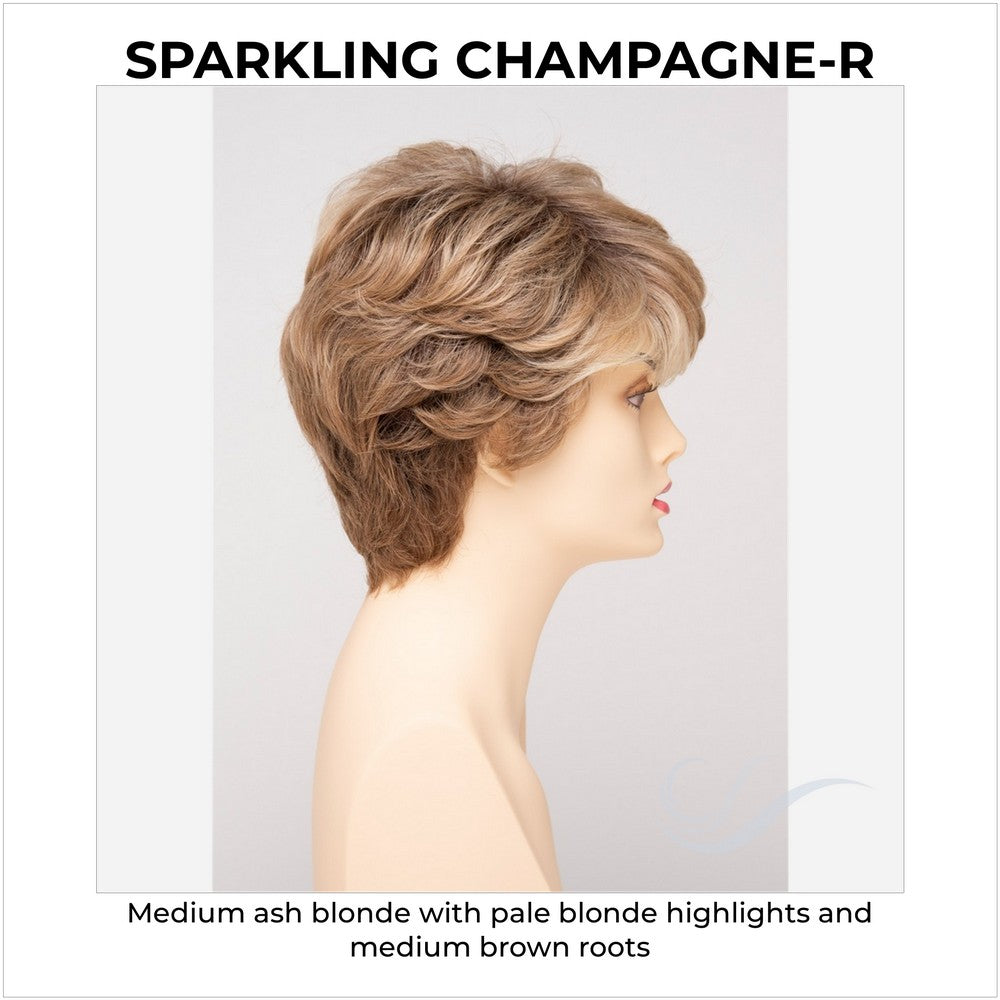 Heather By Envy in Sparkling Champagne-R-Medium ash blonde with pale blonde highlights and medium brown roots