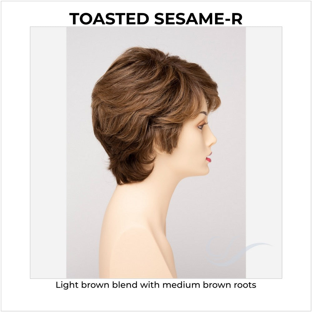 Heather By Envy in Toasted Sesame-R-Light brown blend with medium brown roots