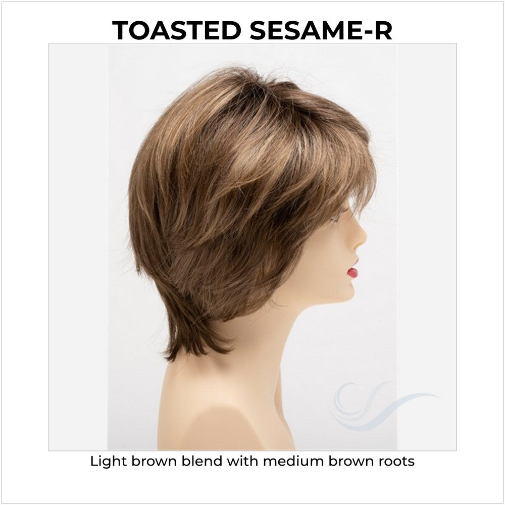 Jane by Envy in Toasted Sesame-R-Light brown blend with medium brown roots