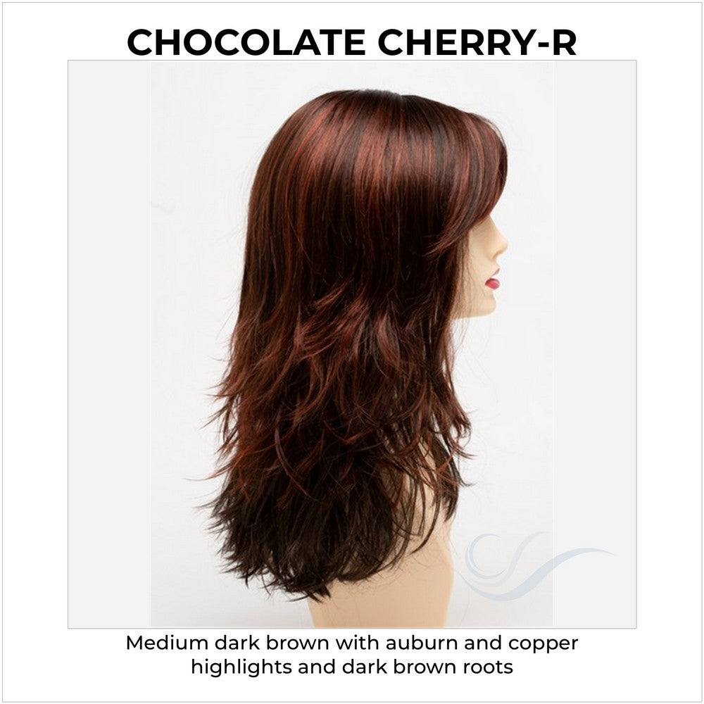 Joy by Envy in Chocolate Cherry-R-Medium dark brown with auburn and copper highlights and dark brown roots