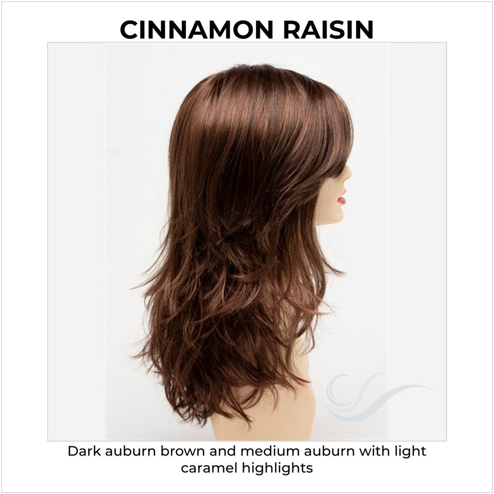 Joy by Envy in Cinnamon Raisin-Dark auburn brown and medium auburn with light caramel highlights
