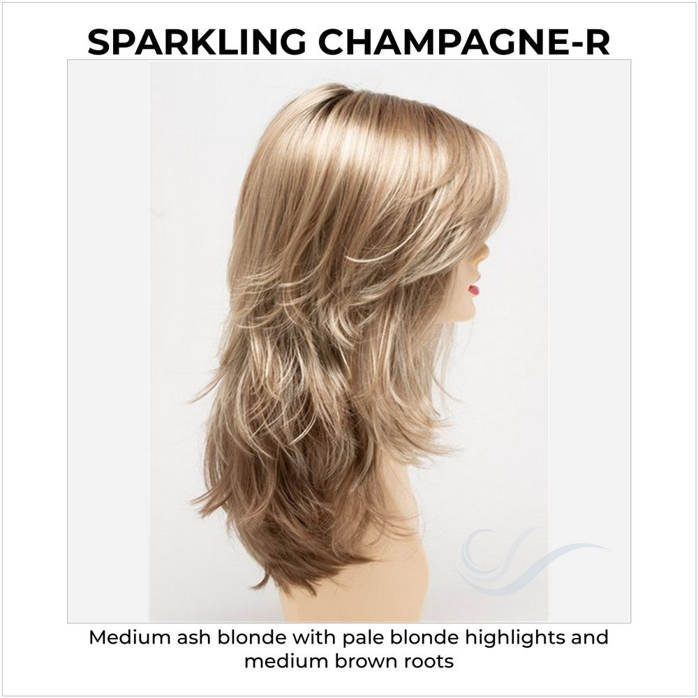 Joy by Envy in Sparkling Champagne-R-Medium ash blonde with pale blonde highlights and medium brown roots