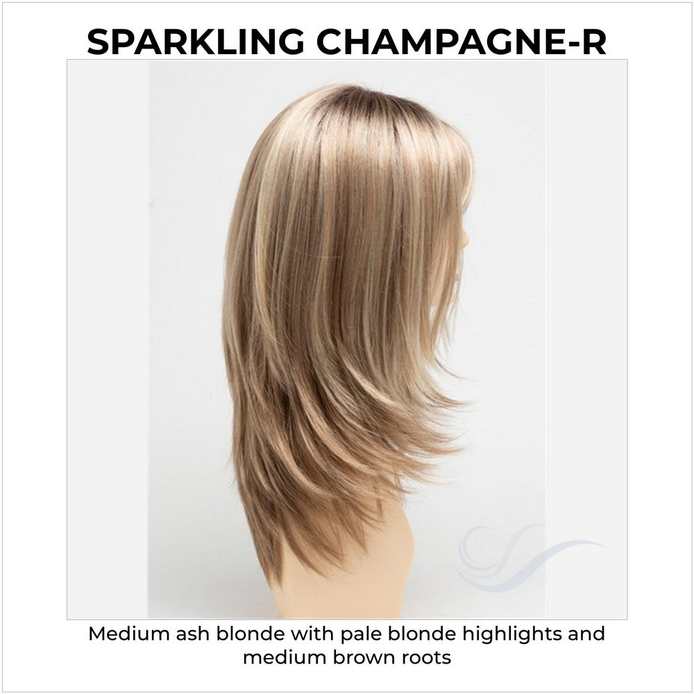 Kate by Envy in Sparkling Champagne-R-Medium ash blonde with pale blonde highlights and medium brown roots