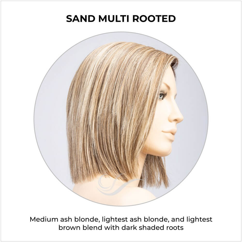 Lia II by Ellen Wille in Sand Multi Rooted-Medium ash blonde, lightest ash blonde, and lightest brown blend with dark shaded roots