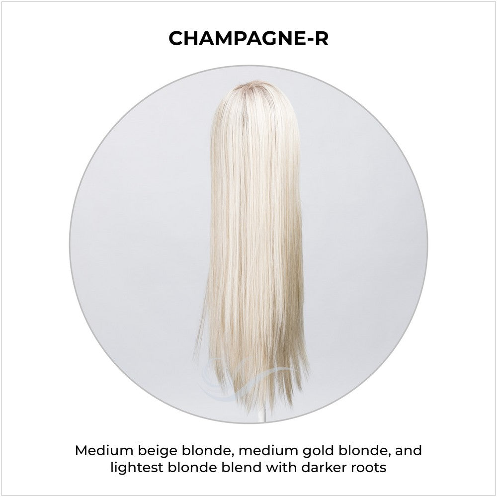 Look by Ellen Wille in Champagne-R-Medium beige blonde, medium gold blonde, and lightest blonde blend with darker roots