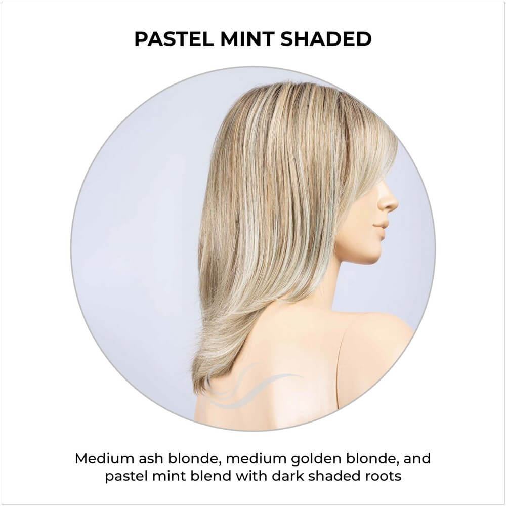 Luna by Ellen Wille in Pastel Mint Shaded-Medium ash blonde, medium golden blonde, and pastel mint blend with dark shaded roots