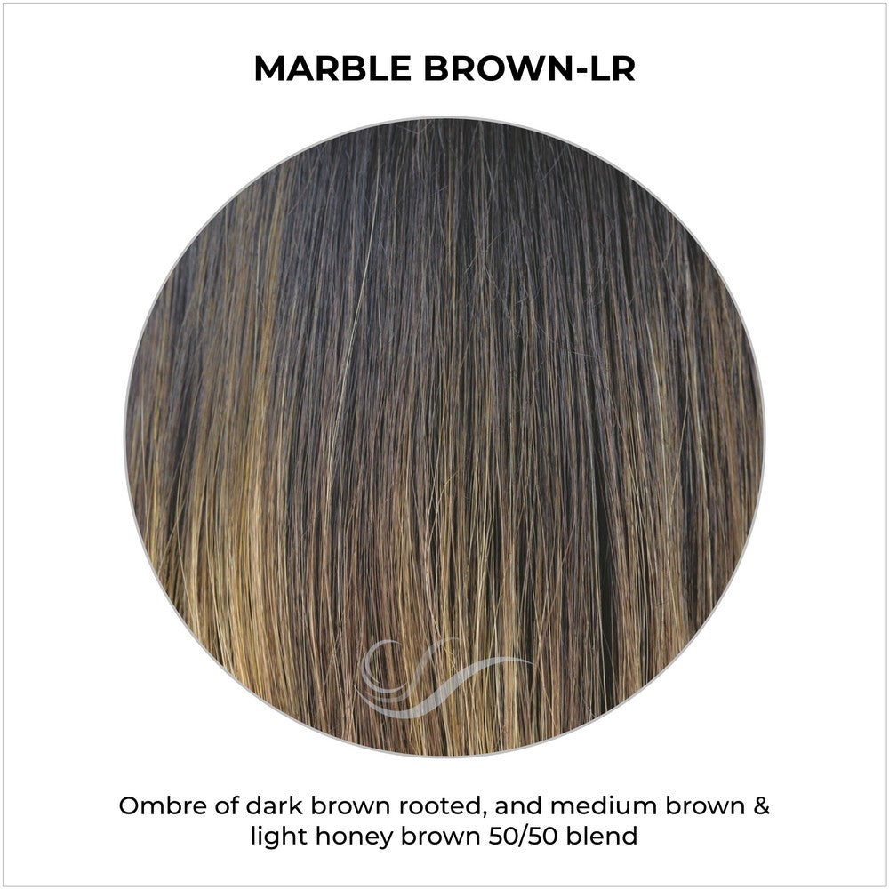 Marble Brown-LR-Ombre of dark brown rooted, and medium brown & light honey brown 50/50 blend
