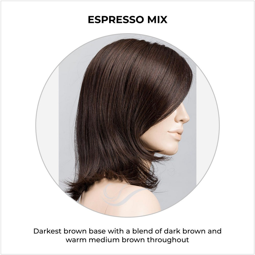 Melody by Ellen Wille in Espresso Mix-Darkest brown base with a blend of dark brown and warm medium brown throughout