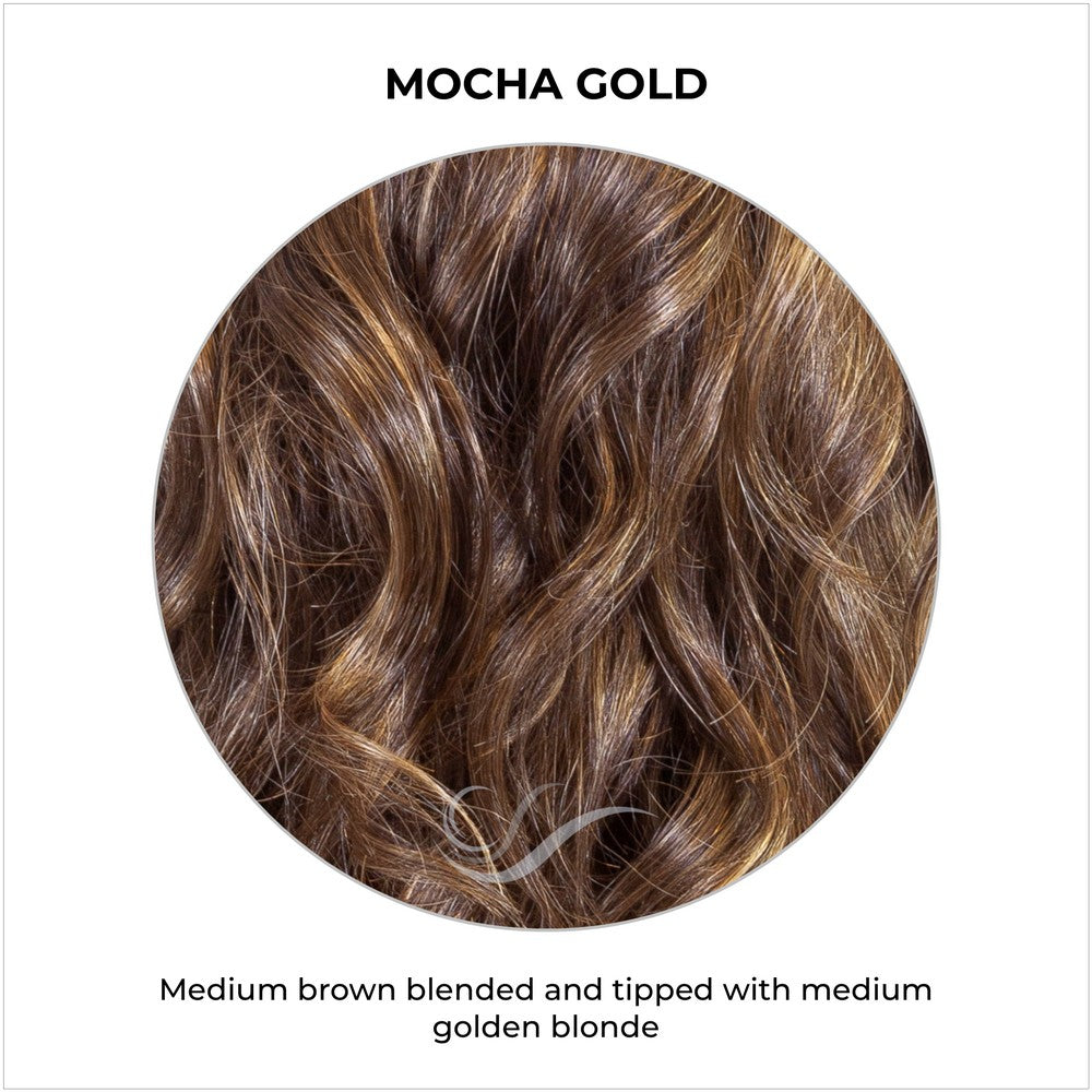 Mocha Gold-Medium brown blended and tipped with medium golden blonde
