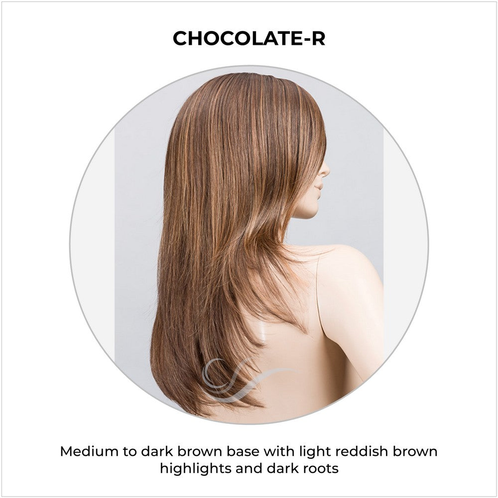 Music by Ellen Wille in Chocolate-R-Medium to dark brown base with light reddish brown highlights and dark roots