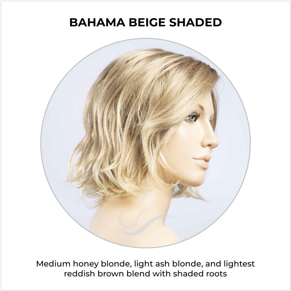 Nola by Ellen Wille in Bahama Beige Shaded-Medium honey blonde, light ash blonde, and lightest reddish brown blend with shaded roots