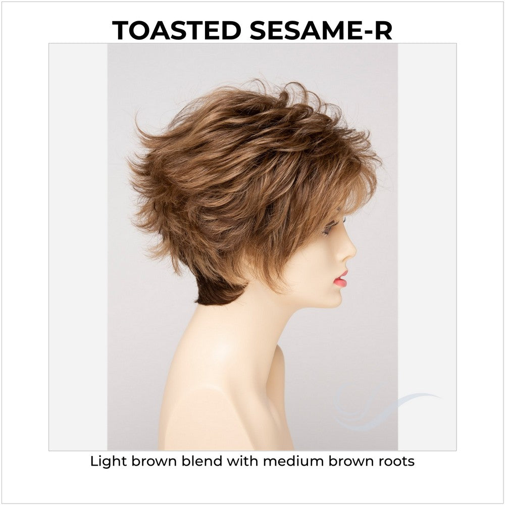 Olivia By Envy in Toasted Sesame-R-Light brown blend with medium brown roots