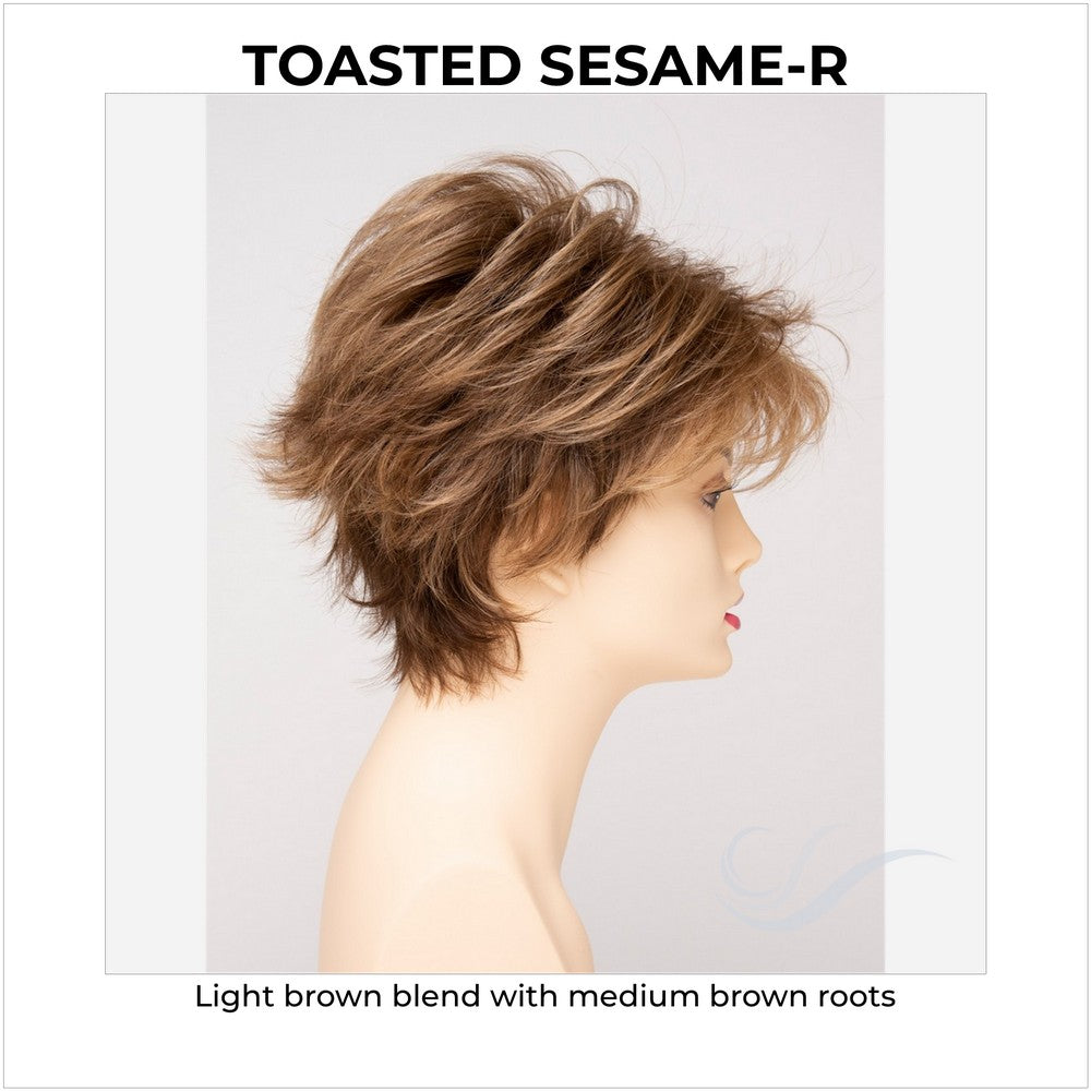 Ophelia By Envy in Toasted Sesame-R-Light brown blend with medium brown roots