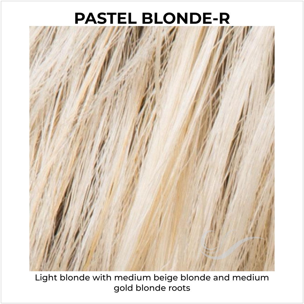 Pastel Blonde-R-Light blonde with medium beige blonde and medium gold blonde roots