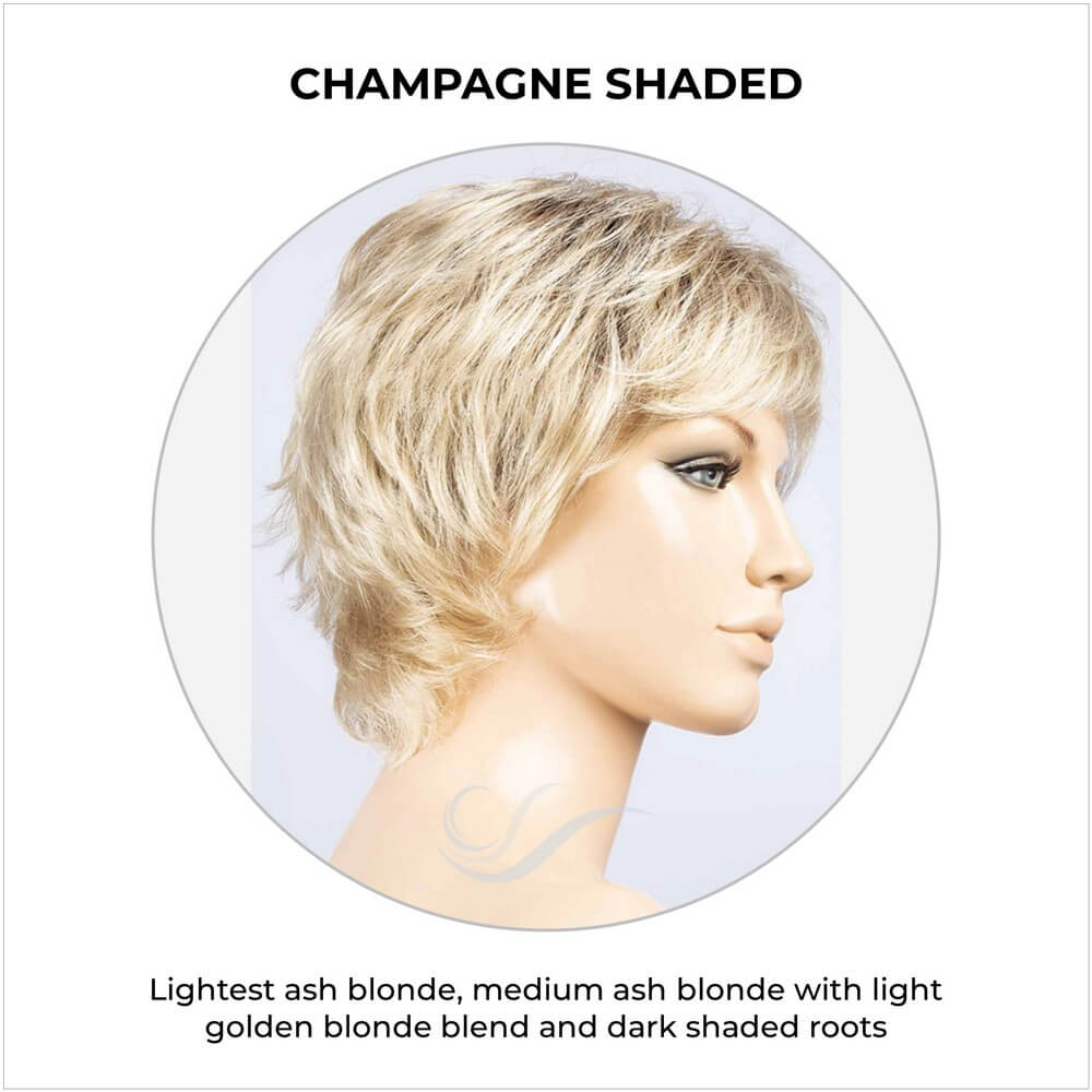 Rica by Ellen Wille in Champagne Shaded-Lightest ash blonde, medium ash blonde with light golden blonde blend and dark shaded roots