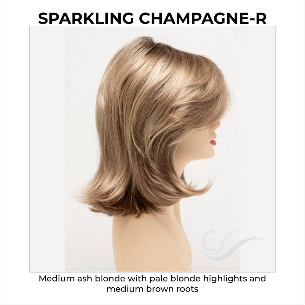 Sam by Envy in Sparkling Champagne-R-Medium ash blonde with pale blonde highlights and medium brown roots