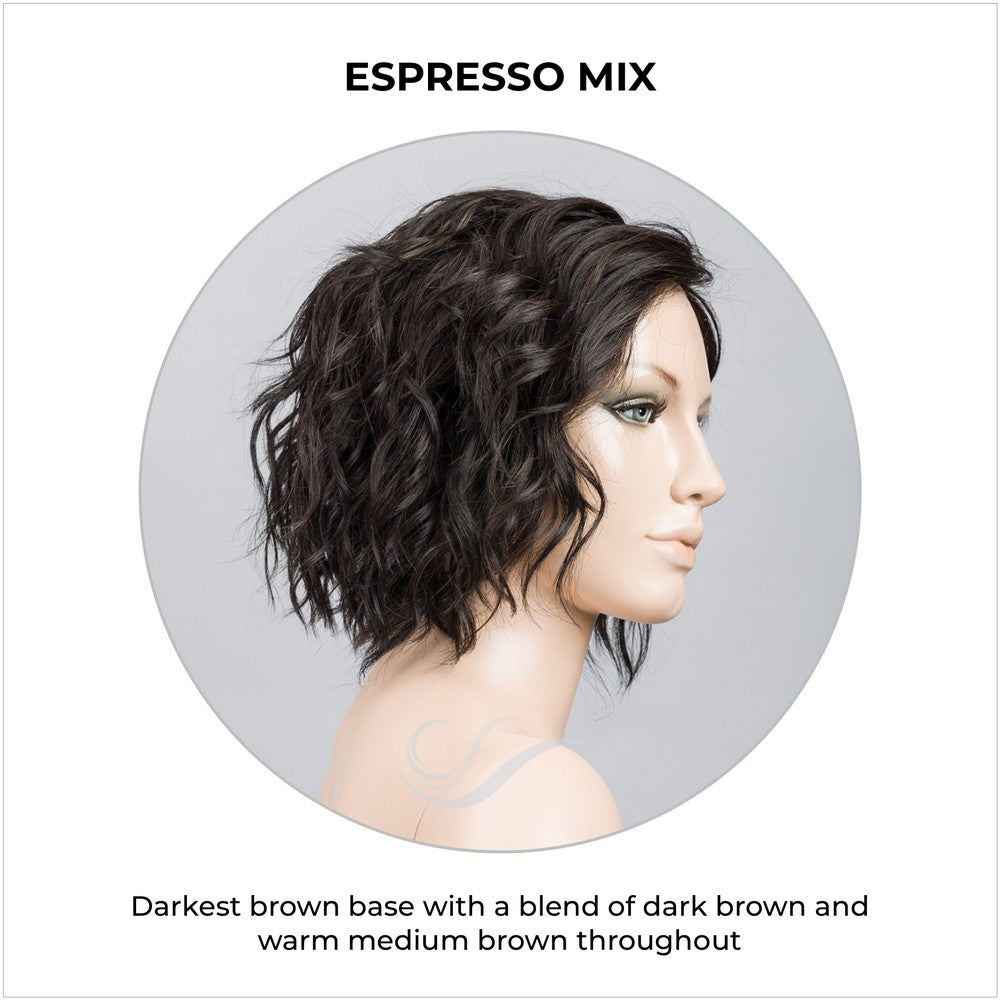 Scala wig by Ellen Wille in Espresso Mix-Darkest brown base with a blend of dark brown and warm medium brown throughout