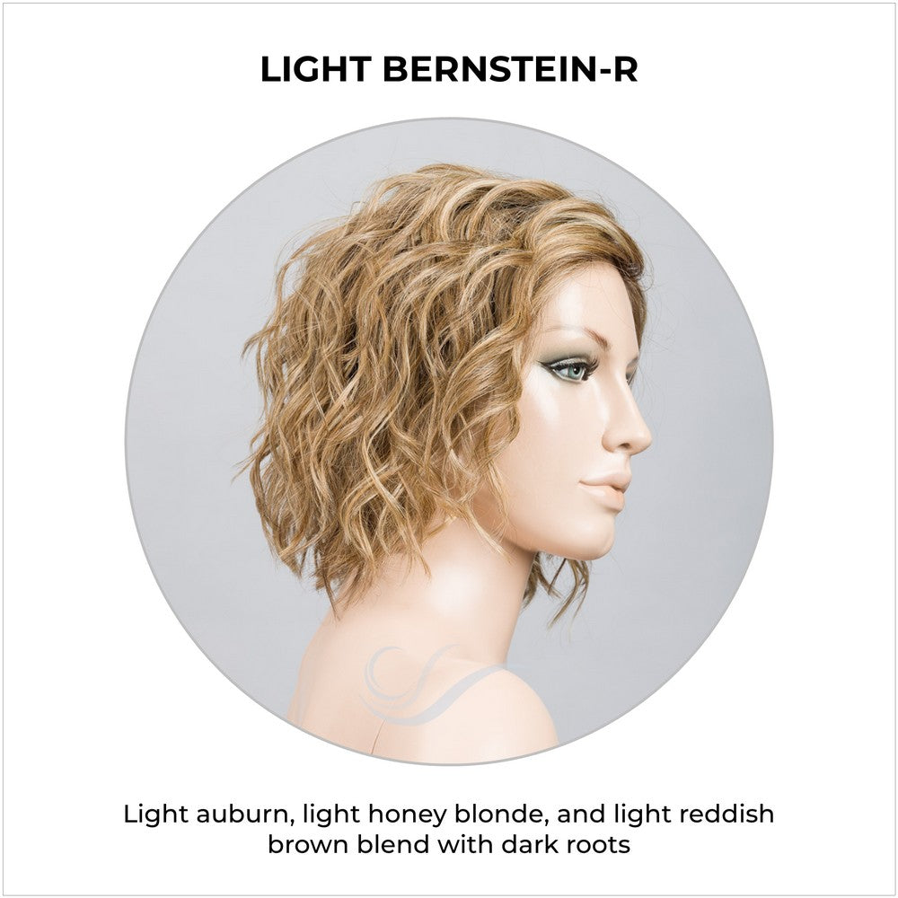 Scala wig by Ellen Wille in Light Bernstein-R-Light auburn, light honey blonde, and light reddish brown blend with dark roots