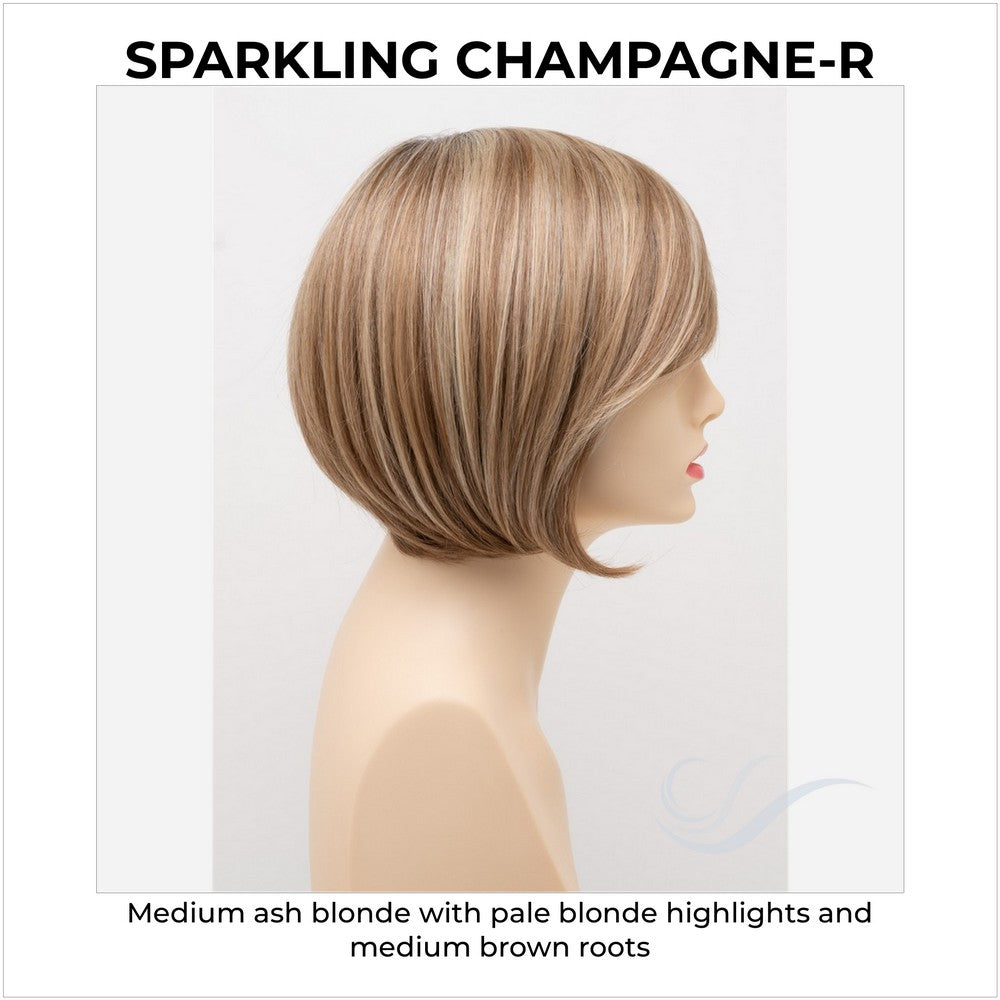 Shyla By Envy in Sparkling Champagne-R-Medium ash blonde with pale blonde highlights and medium brown roots