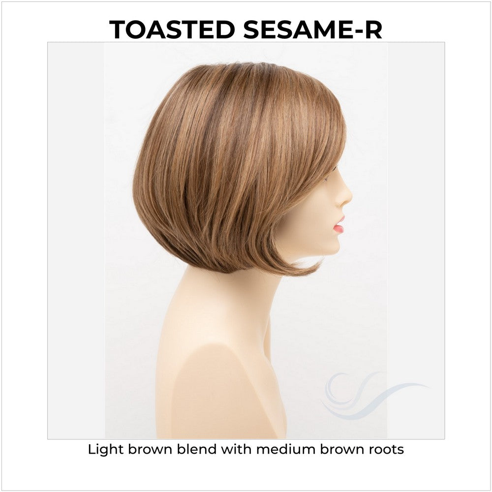Shyla By Envy in Toasted Sesame-R-Light brown blend with medium brown roots