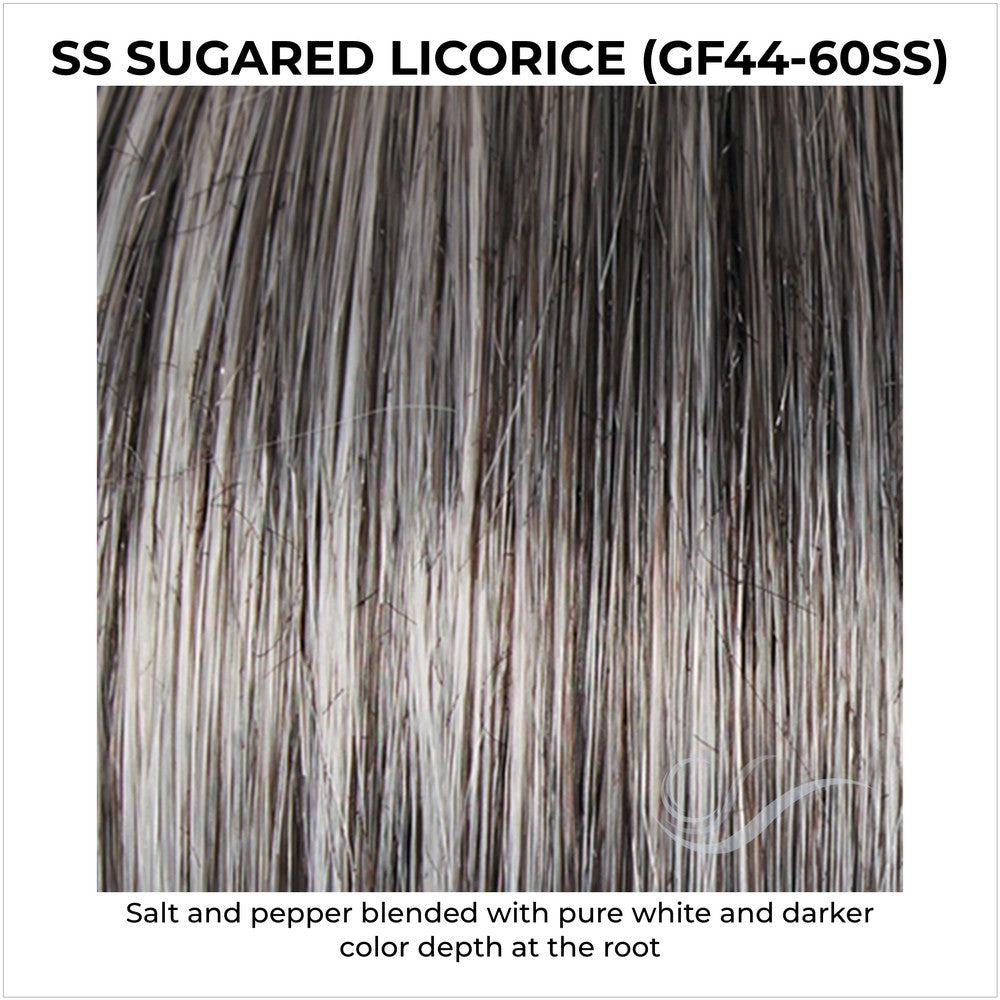 SS Sugared Licorice (GF44-60SS)-Salt and pepper blended with pure white and darker color depth at the root
