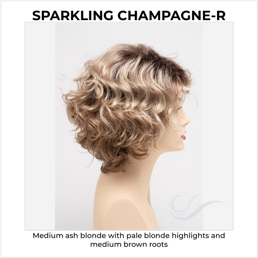 Suzi by Envy in Sparkling Champagne-R-Medium ash blonde with pale blonde highlights and medium brown roots