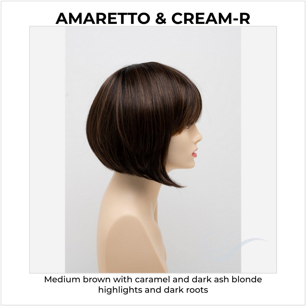 Tandi By Envy in Amaretto & Cream-R-Medium brown with caramel and dark ash blonde highlights and dark roots