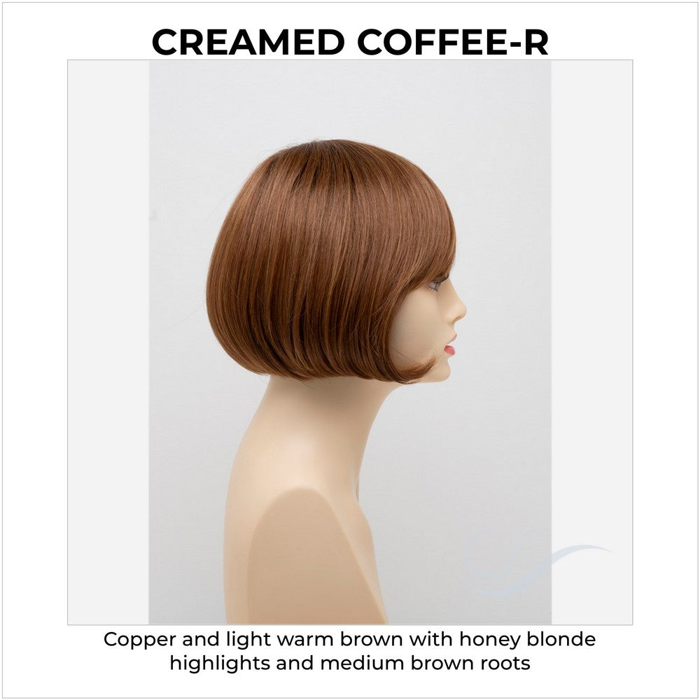 Tandi By Envy in Creamed Coffee-R-Copper and light warm brown with honey blonde highlights and medium brown roots