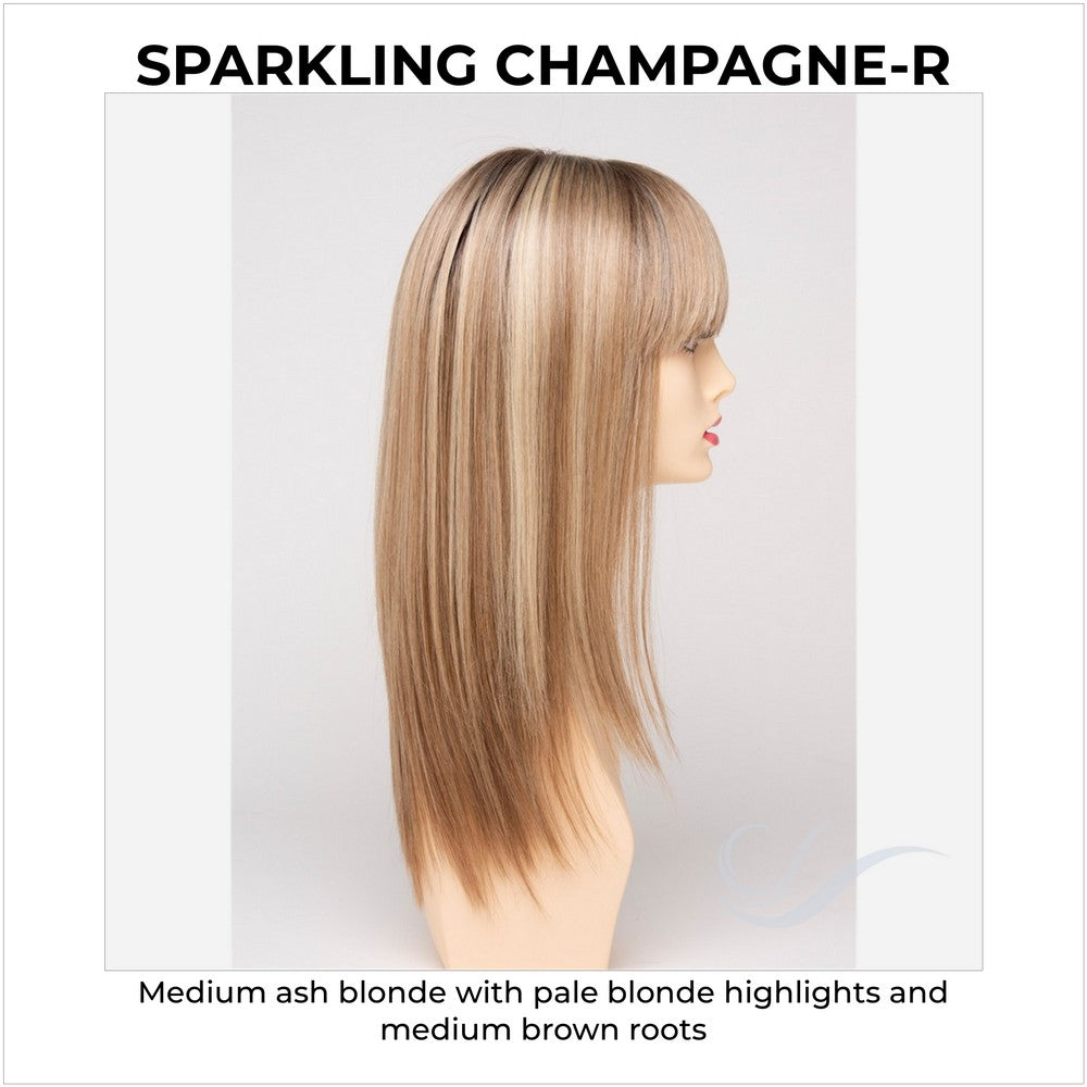 Taryn By Envy in Sparkling Champagne-R-Medium ash blonde with pale blonde highlights and medium brown roots