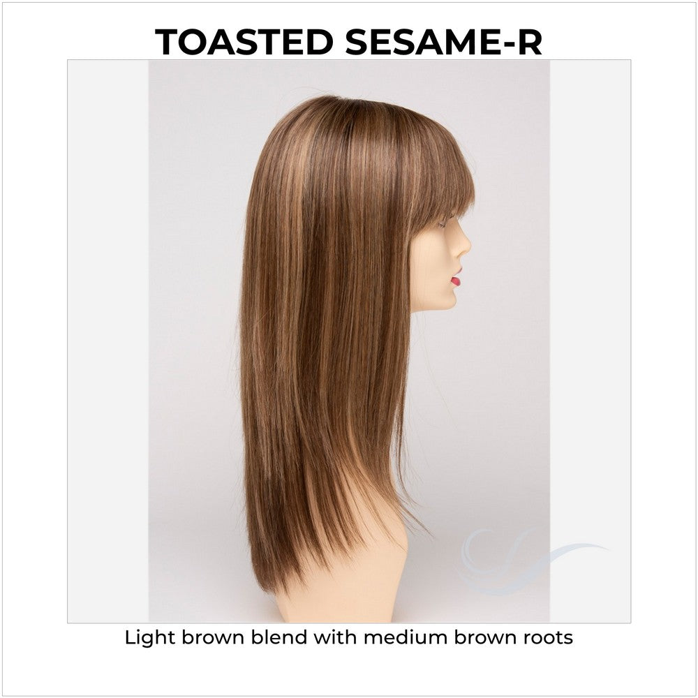 Taryn By Envy in Toasted Sesame-R-Light brown blend with medium brown roots