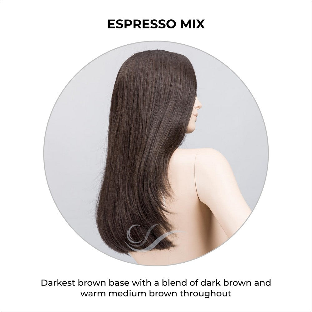 Vita wig by Ellen Wille in Espresso Mix-Darkest brown base with a blend of dark brown and warm medium brown throughout