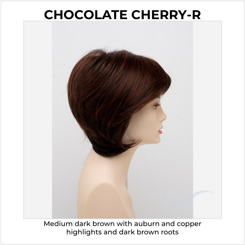 Whitney By Envy in Chocolate Cherry-R-Medium dark brown with auburn and copper highlights and dark brown roots