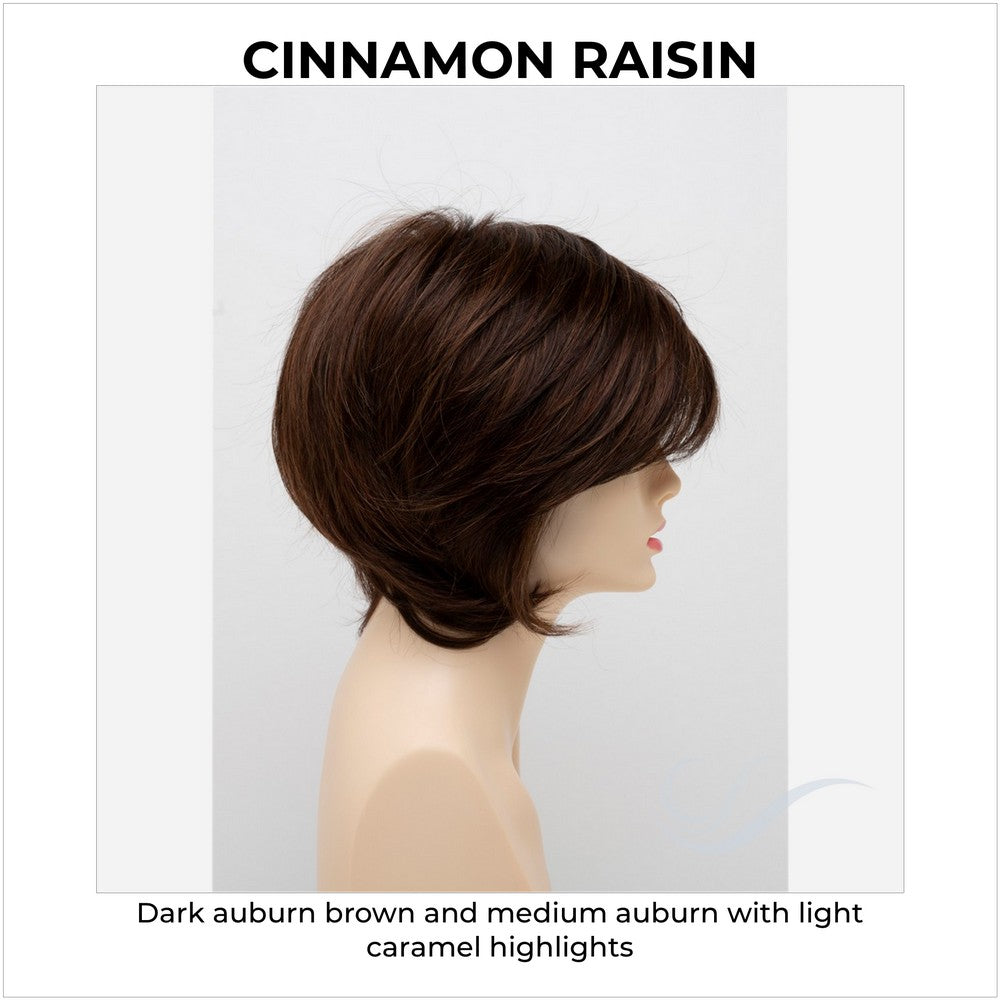 Whitney By Envy in Cinnamon Raisin-Dark auburn brown and medium auburn with light caramel highlights