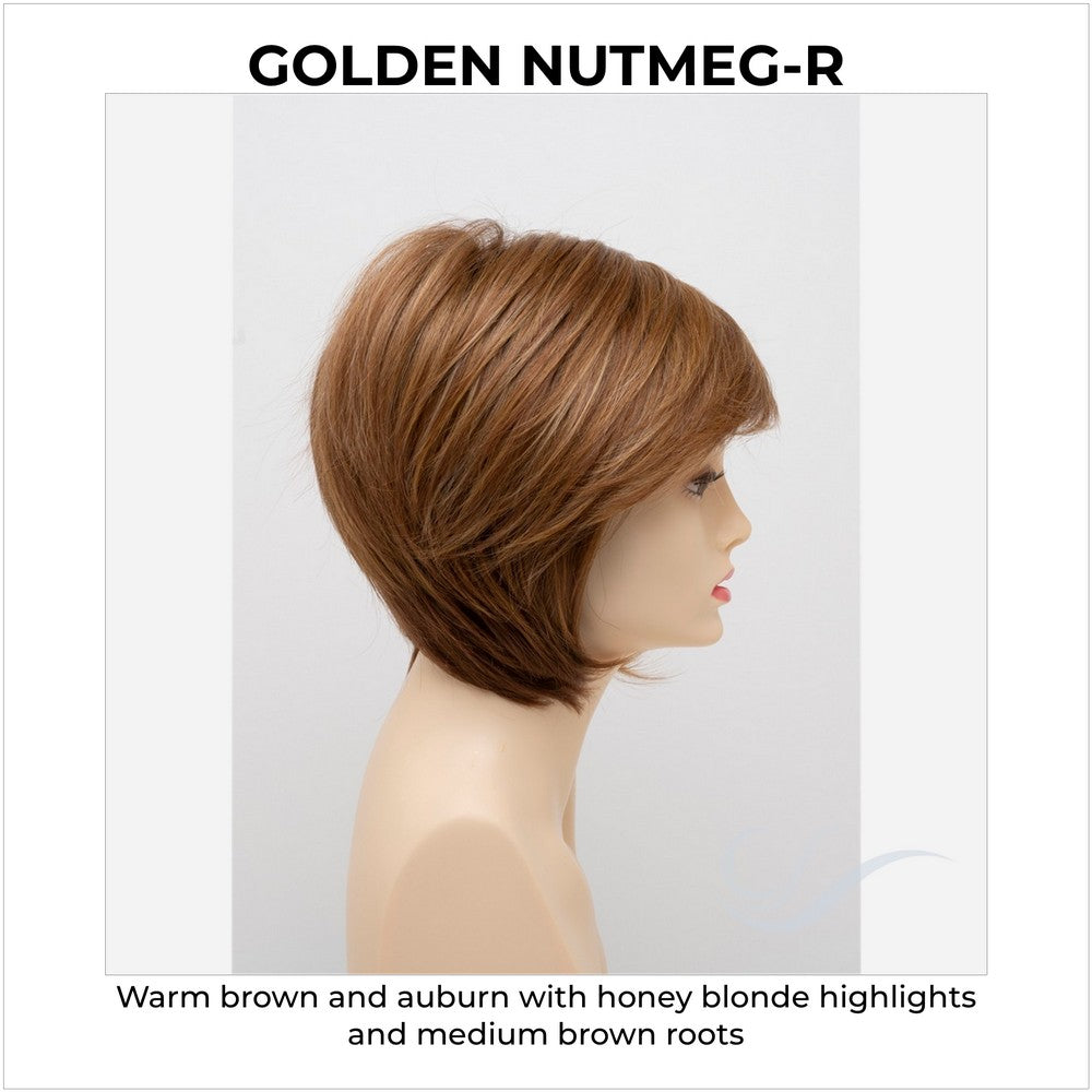 Whitney By Envy in Golden Nutmeg-R-Warm brown and auburn with honey blonde highlights and medium brown roots
