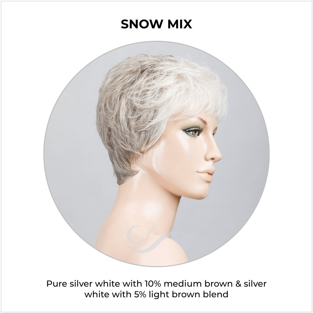 Yoko wig by Ellen Wille in Snow Mix-Pure silver white with 10% medium brown & silver white with 5% light brown blend